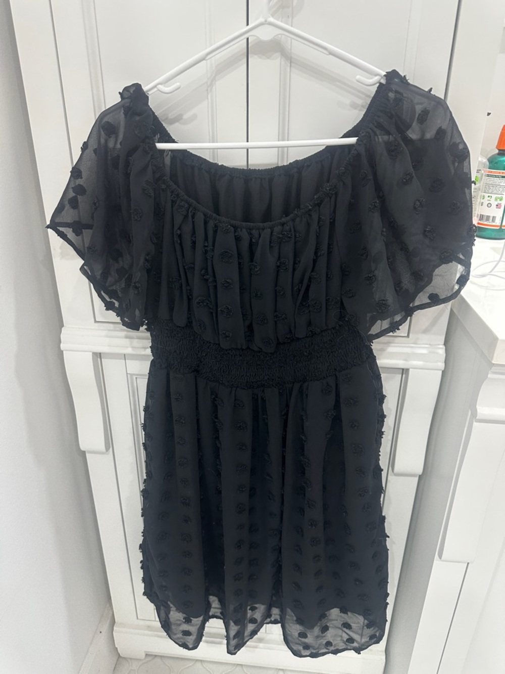 women’s Black Ruffled Off-Shoulder Dress